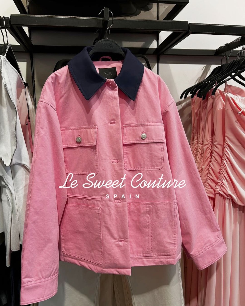 ZARA WOMAN NWT SS25 CONTRAST COLLAR JACKET Mid-pink 4341/828