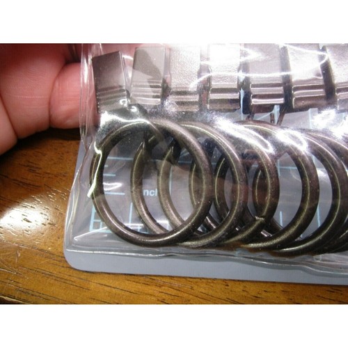 Bronze Colored Metal Shower Curtain Rings with Clamps Set of 7 - Picture 3 of 5
