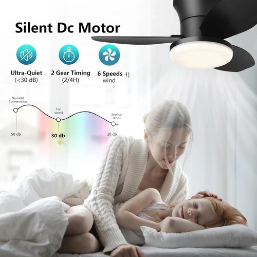 1-3pack 36 Inch Ceiling Fan with Light and Remote Small Low Profile Ceiling Fan - Picture 12 of 15