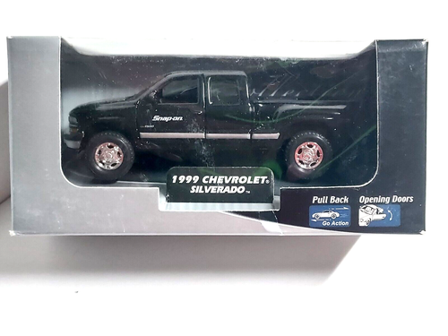 1999 Chevrolet Black Silverado Pullback Go action, Diecast 1/38 scale - Picture 3 of 5