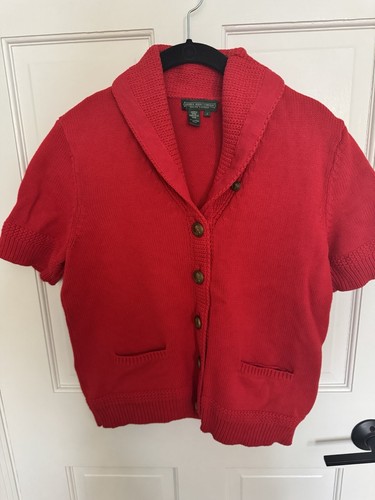 Ralph Lauren Jeans Company Red Short Sleeve Sweater With Detailed Buttons. SZ L