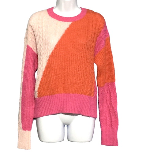 Maglione French Connection Madelyn taglia media colorato rosa arancione maglia cavo - Foto 2 di 6