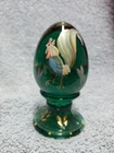Fenton art glass egg signed, LIMITED #433/ 2500, Green With Rooster