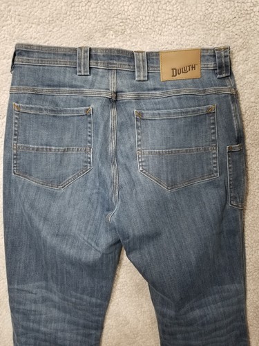 Duluth Trading Jeans Mens 34x34 Blue Denim Coolmax Flex Ballroom Relaxed Fit