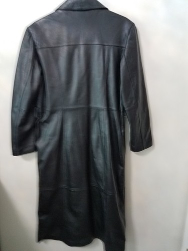 Pelle Studio Leather Trench Coat Womens Size M Long Lined Soft Heavy Black Y2K - Picture 8 of 10