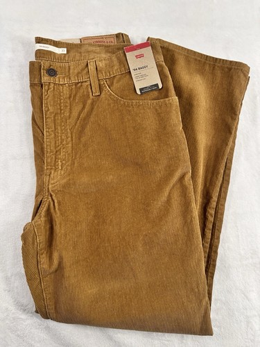 New Levis 94 Baggy Corduroy Pants 33x31 Size Womens Brown Mid Rise Straight Leg - Picture 1 of 8