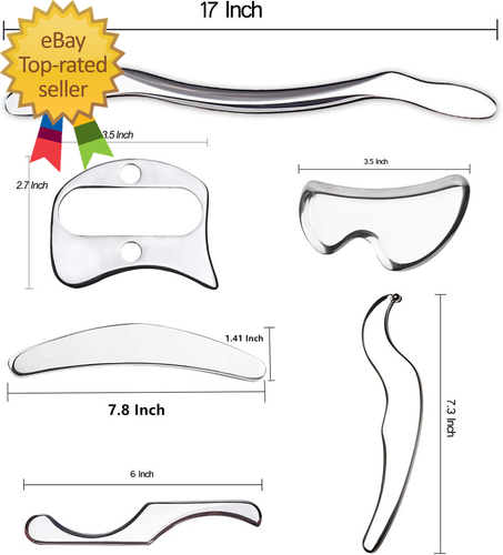 Juego de herramientas de masaje para raspar Gua Sha de acero inoxidable herramientas IASTM gran tejido suave - Imagen 5 de 8