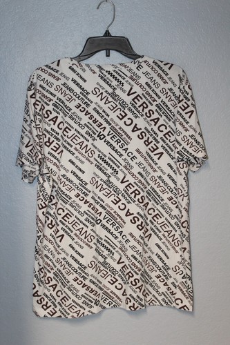 VERSACE All Over Print White T Shirt Spell Out AOP Men 2XL - Picture 5 of 6