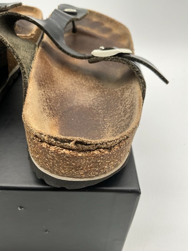 Birkenstock Gizeh Slide Thong Sandal Womens Black Leather Cork Sole Size 10 - Picture 11 of 19