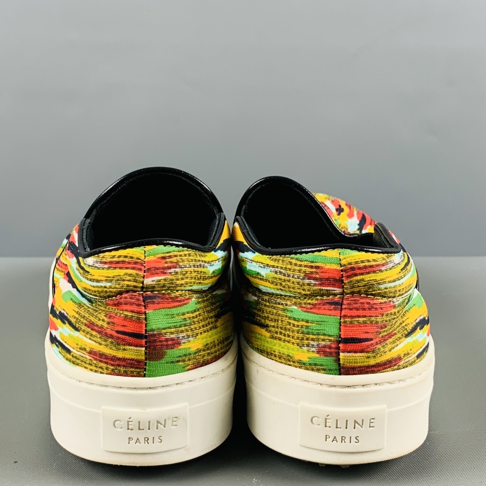 CELINE Size 6 Multi-Color Fabric Stripe Slip On S… - image 3