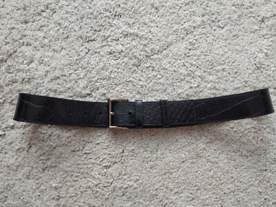 PRADA Black Patent Leather Croc Embossed Belt Mens Womens PRADA Black Patent Leather Croc Embossed Belt Mens Womens
