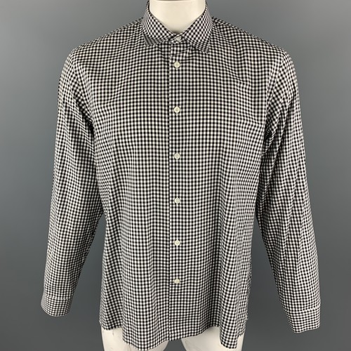 PRADA Size XL Black & White Checkered Cotton Long
