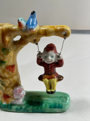 Sprite Swinging on Tree Bud Vase with Bluebirds and Bunny Vintage so Adorable - Picture 8 of 10