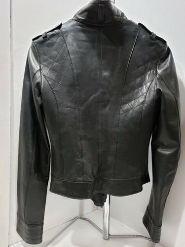 Italien Leder Vera Pelle schwarz kurze Motorrad Jacke Damen 8/44 It durchgehender Reißverschluss Biker - Bild 2 von 10