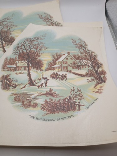 Vintage Keramik Aufkleber Das Gehöft im Winter Currier und Ives (7) - Bild 6 von 8