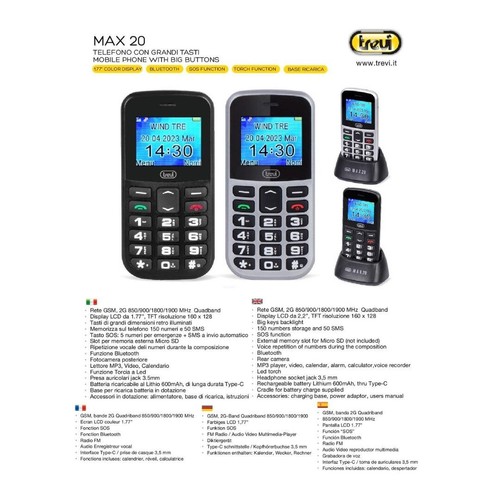 Telefono cellulare per ANZIANI gsm tasti grandi bluetooth fotocamera sd sos base - Picture 14 of 24