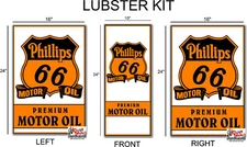 (PHIL-LUB-k) PHILLIPS 66 COMPLETE KIT OIL LUBSTER FRONT DECAL CAN GAS GASOLINE