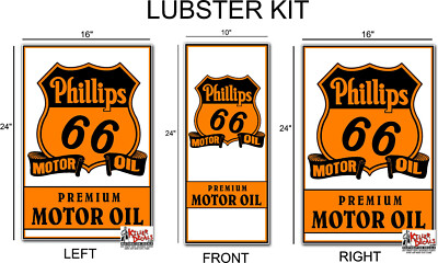PHIL-LUB-4 24/"X10/" PHILLIPS 66 panel OIL LUBSTER FRONT DECAL CAN GAS GASOLINE