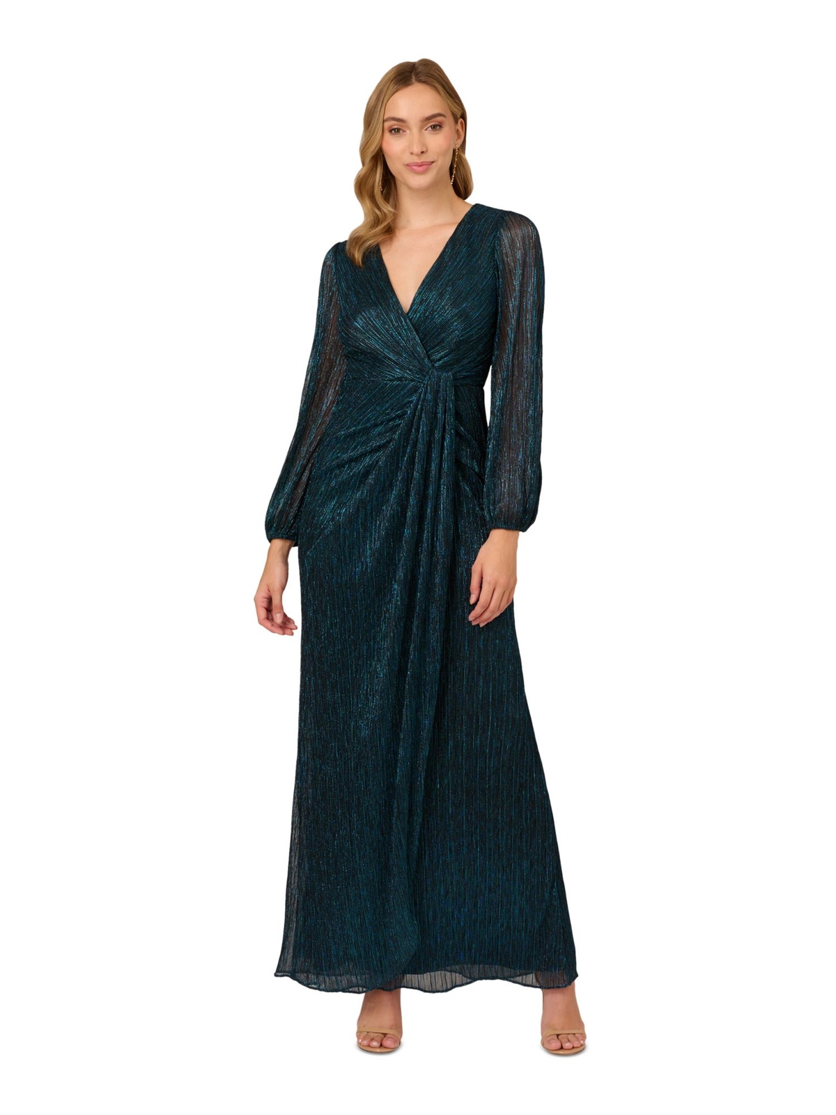 Женское вечернее платье ADRIANNA PAPELL из бирюзового цвета с каскадной подкладкой 6