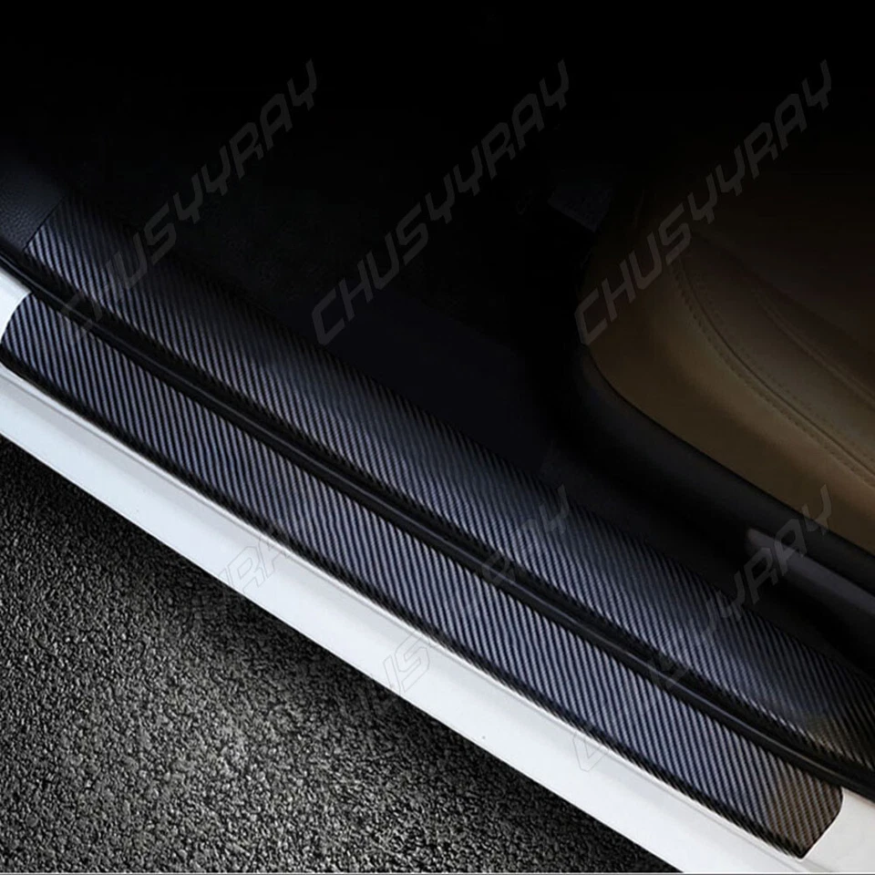Cubierta antiarañazos cubierta de placa de alféizar de puerta de coche negro fibra de carbono 4D 2022 Foto 4 de 4