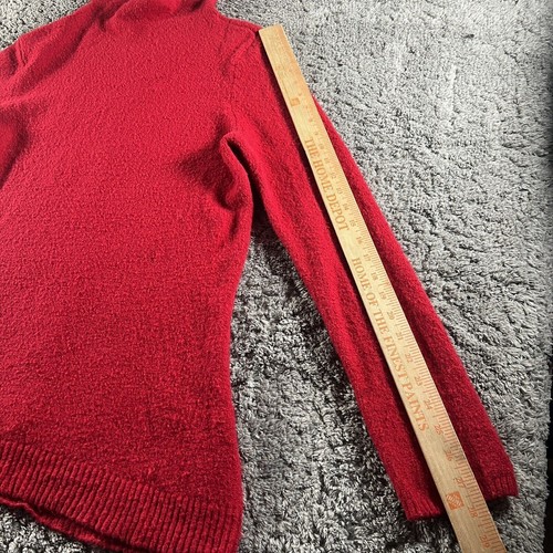 J Jill Sweater Womens Size LP Red Tunic Mock Neck Fuzzy Cozy Wool Blend Boucle - Picture 4 of 11