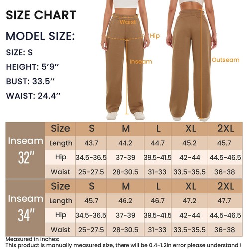 HOdo 32"/34" Inseam Womens Tall Sweatpants Fleece Joggers for Women Wide Leg ... - Picture 7 of 7