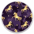 2 x Vinyl Stickers 20cm - Purple & Gold Unicorns Horse Cool Gift #2101