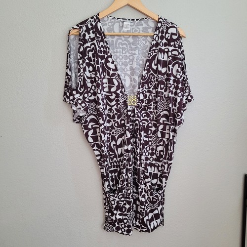 Trina Turk Womens Palm Desert Buckle Jersey Cut Out Swim Cover Up M Brown Tunic