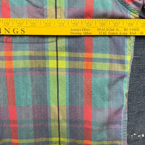 Vintage 90s Gap Madras Shirt Men’s XL Blue Plaid Short Sleeve Button Up - Picture 10 of 11