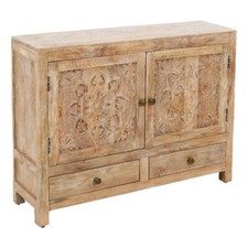 Carter Weatherly 2-Door 2-Drawer Solid Wood Accent Cabinet in White Wash