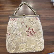 Vintage 60 s Boho Tapestry Mod Carpet Bag Purse Fabulous