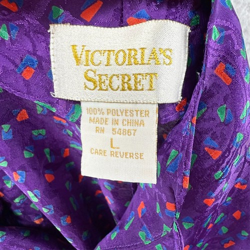 Vintage Victoria's Secret Slip Dress Women's Large Purple Dotted Gold Label 90s - Picture 7 of 7