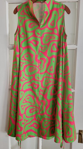 VESTIDO MIDI VINTAGE TALLA PEQUEÑO ESTAMPADO ABSTRACTO NUEVO - Imagen 2 de 5