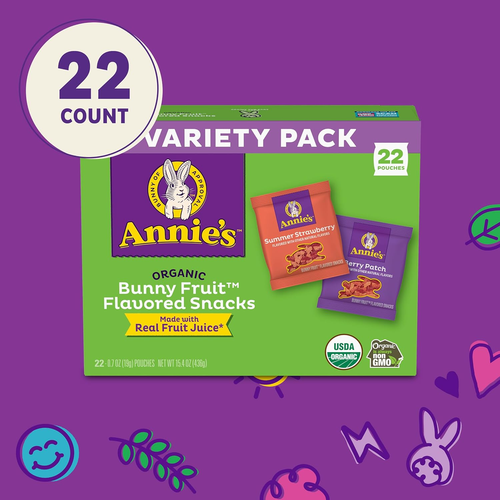 Annie'S Organic Bunny Fruit Flavored Snacks, Easter Basket Stuffers, Variety Pac - Picture 6 of 12