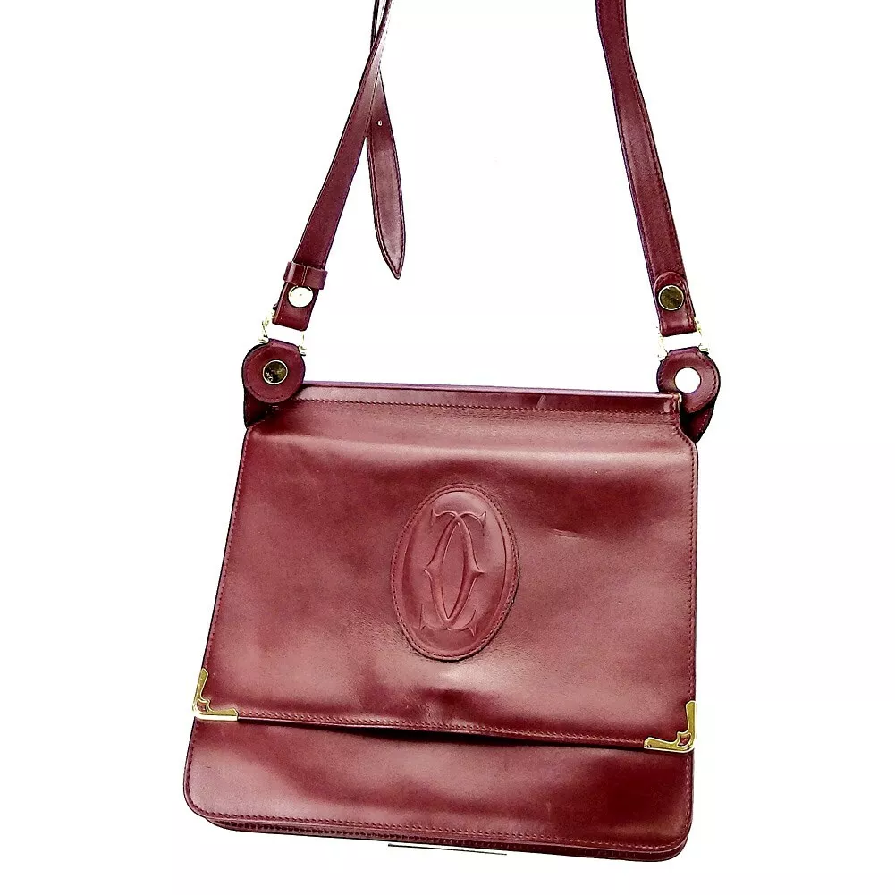 Cartier shoulder bag mast line Bordeaux leather Authentic used
