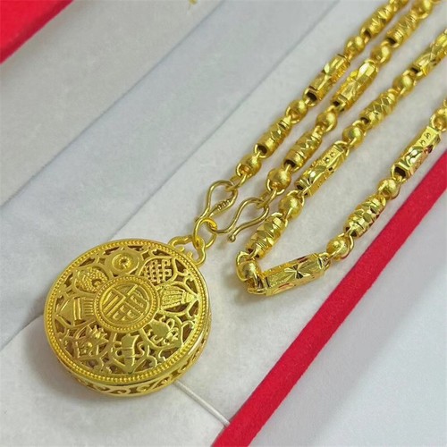 Eight Treasure Anhänger 4m 24K Thai Baht Gelbgold GP gefüllt Halskette - Bild 4 von 5