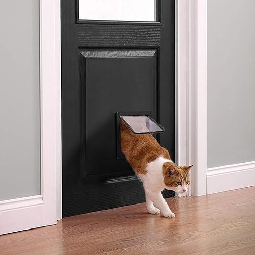 4-Way Pet Dog Cat Safe Lockable Locking Door Brushy Flap Door Screen S-XL Sizes - Picture 11 of 15