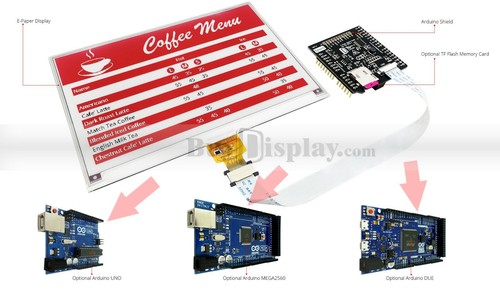  Rotes 7,5 Zoll E-Ink Display Arduino Shield, Bibliothek 640x384 für ESL  - Bild 1 von 6