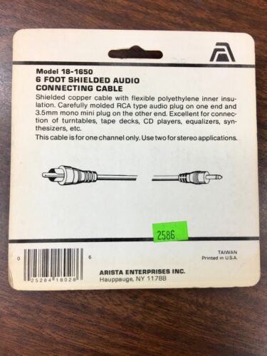Arista RCA auf Mini 3,5 mm abgeschirmtes Audiokabel 6 Fuß Länge sku2586 Mono auf Mono - Bild 4 von 4