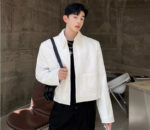 Men's Autumn Fashion Lapel Long Sleeve Loose Jackets Youth Causal Short Coats - Bild 8 von 15