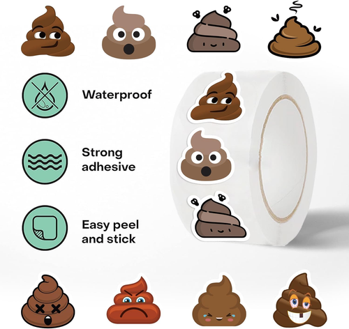 500PCS Funny Poop Stickers for Kids - Waterproof Vinyl Party Favors - Picture 2 of 12