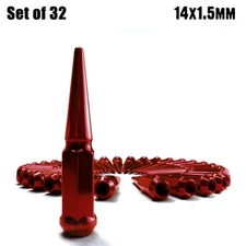 (32) RED Steel Spike Lug Nuts 14x1.5 fit GMC 2500 3500 Suburban Hummer H2 8RD4