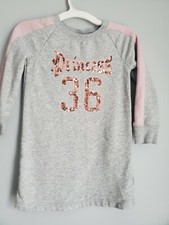 The Childrens Place Girls Sweatshirt Dress Sequin Princess Gray size S 5/6