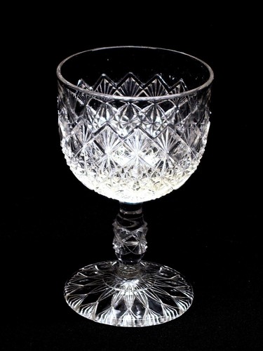 EAPG GOBLET wine stem FINE CUT & BLOCK crystal King Son & Co. #25 glass ~1886 - Picture 2 of 9