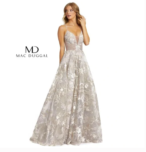 MAC DUGGAL 20211 ILLUSIONS EMBROIDERED EMBELLISHED FLORAL DUSTY ROSE GOWN  sz 8 - Picture 5 of 5