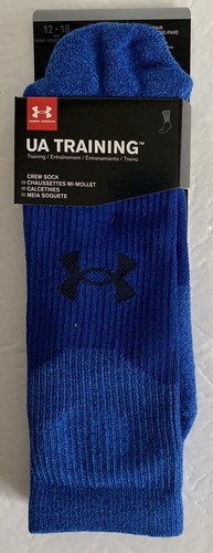 Under Armour UA Training Mens NEW Blue Training Crew Socks Mens Size 12-16 - Picture 2 of 12