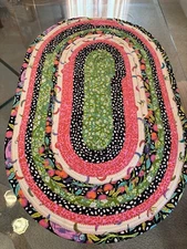 Oval table runner cotton multicolor handmade 31" x 20.5"