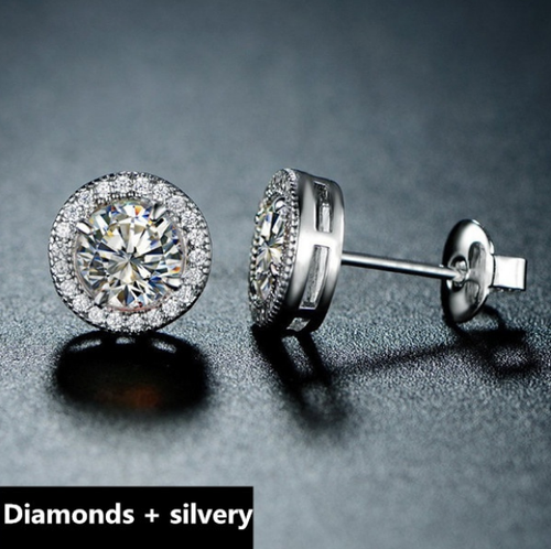 10MM 925 Sterling Silver Big Round Stud Earrings Made With Swarovski Crystals - Picture 3 of 35