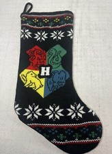 Wizarding World Of Harry Potter House Crest Knit Black Christmas Stocking 18  