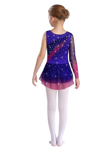 DE Mädchen Netz Patchwork Turnanzug Ballett Tanz Eiskunstlauf Gymnastik Body - Bild 11 von 87